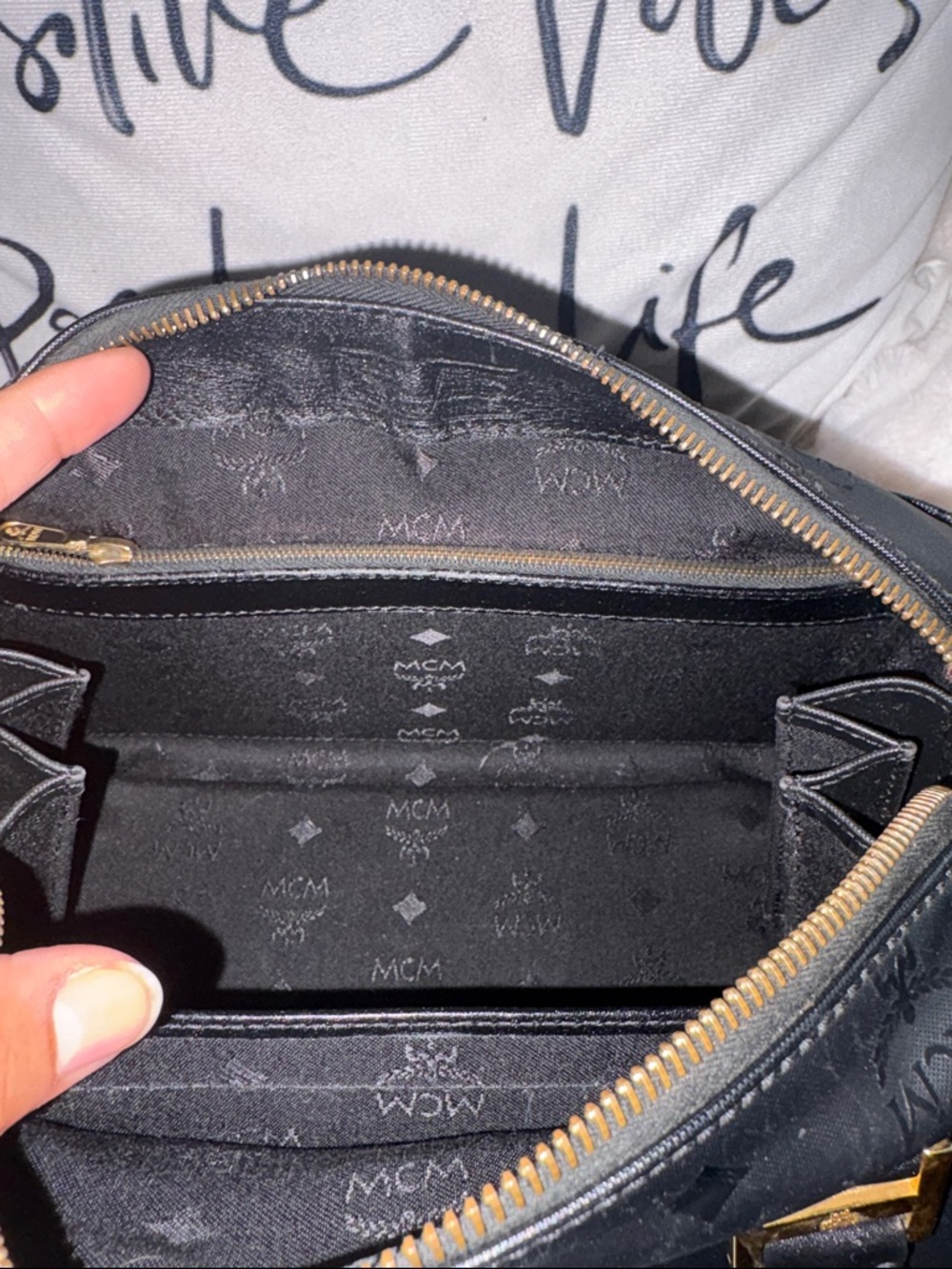MCM Black Satchel Boston Bag with Gold Hardware - Picture 9 of 12